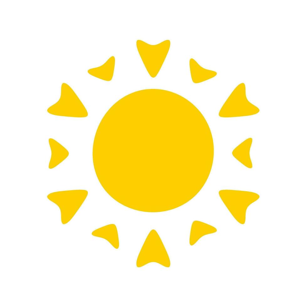 Sun icon. The silhouette of the sun shining brightly on a spring morning vector
