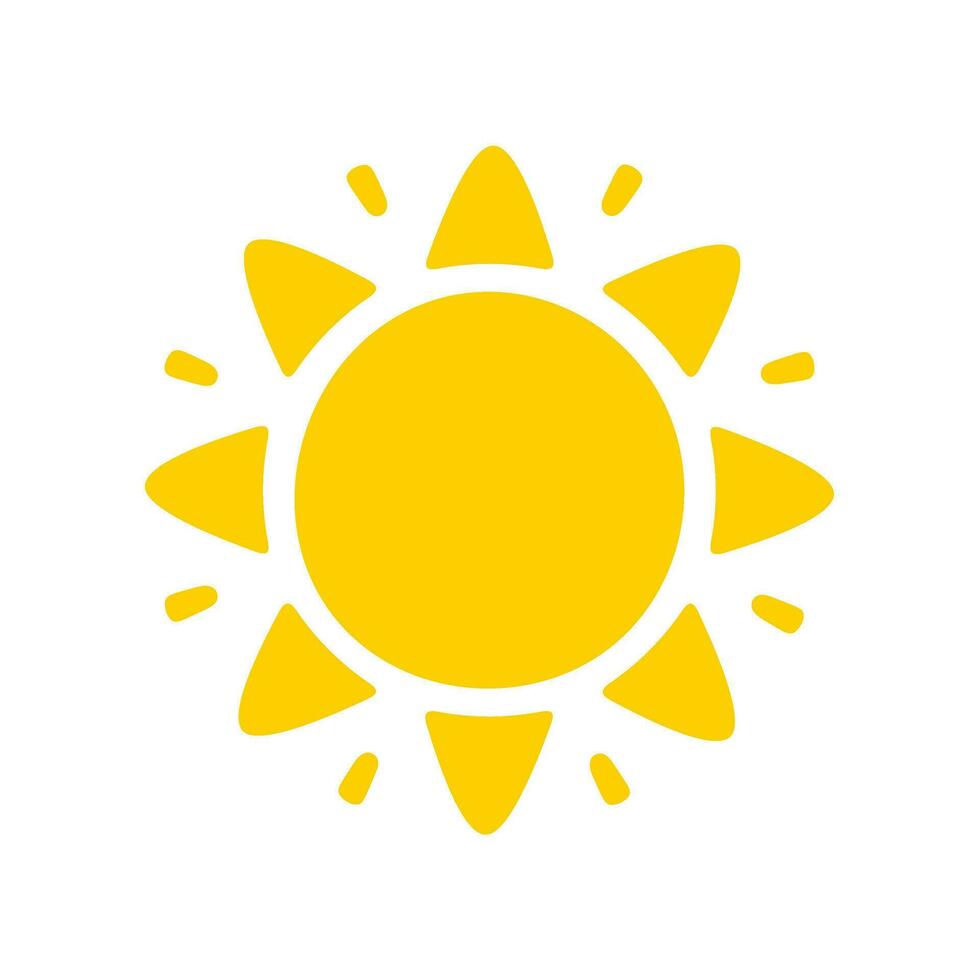 Sun icon. The silhouette of the sun shining brightly on a spring morning vector