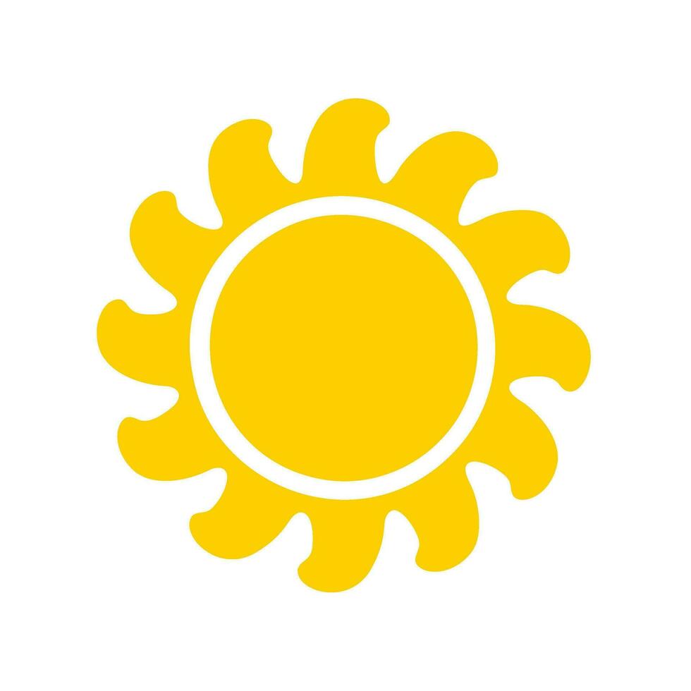Sun icon. The silhouette of the sun shining brightly on a spring morning vector