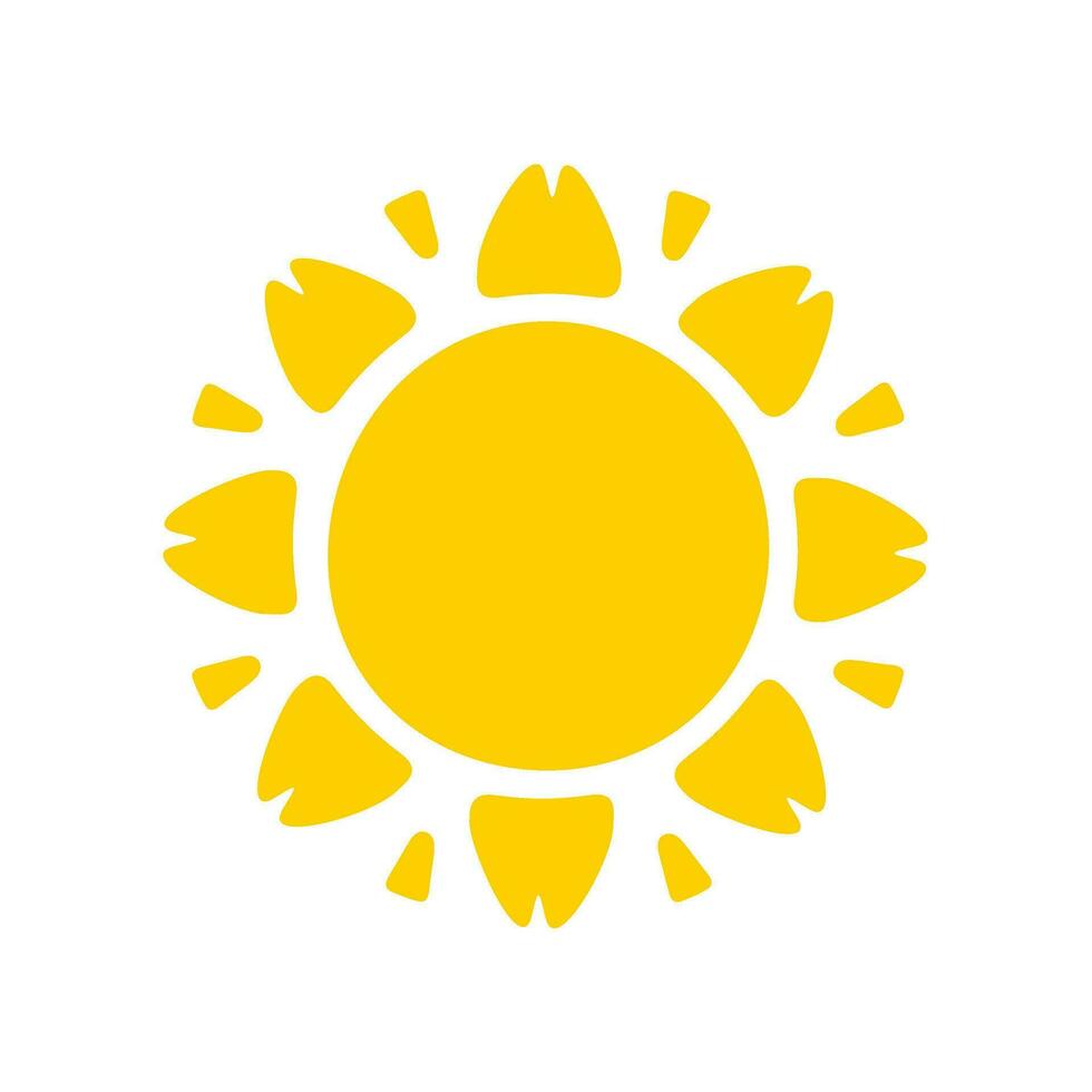 Sun icon. The silhouette of the sun shining brightly on a spring morning vector