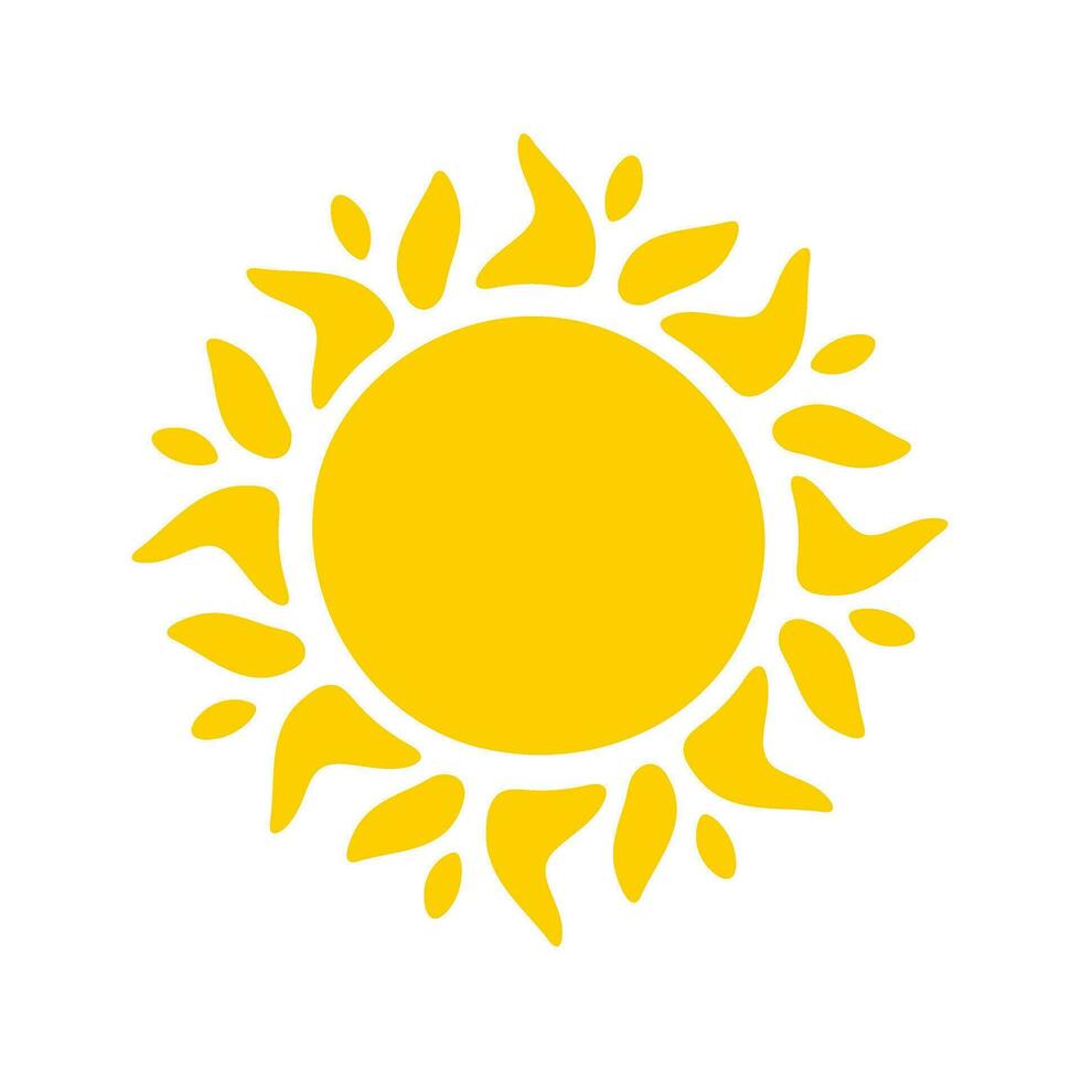 Sun icon. The silhouette of the sun shining brightly on a spring morning vector