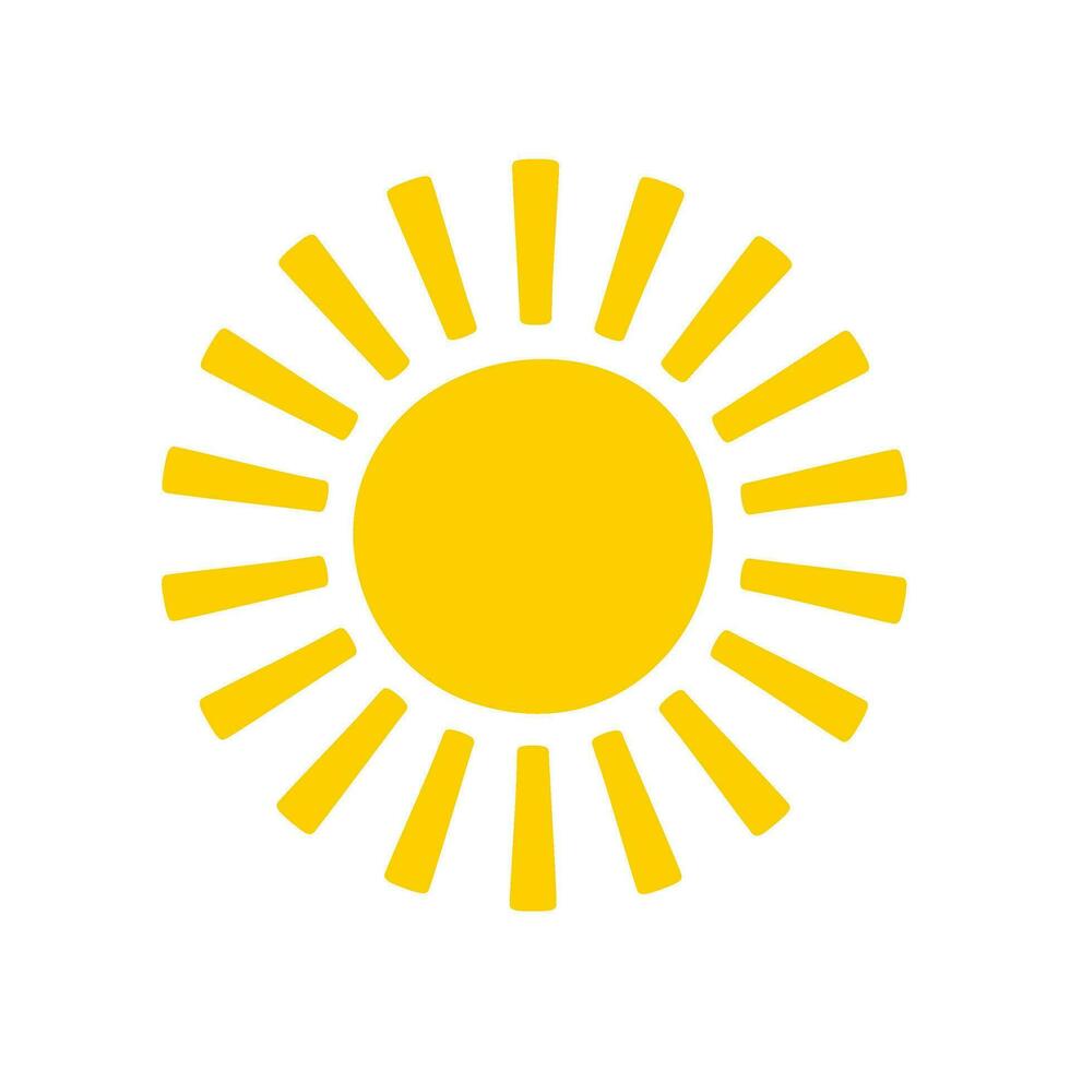 Sun icon. The silhouette of the sun shining brightly on a spring morning vector