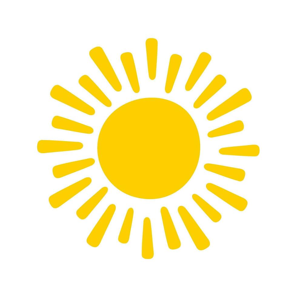Sun icon. The silhouette of the sun shining brightly on a spring morning vector