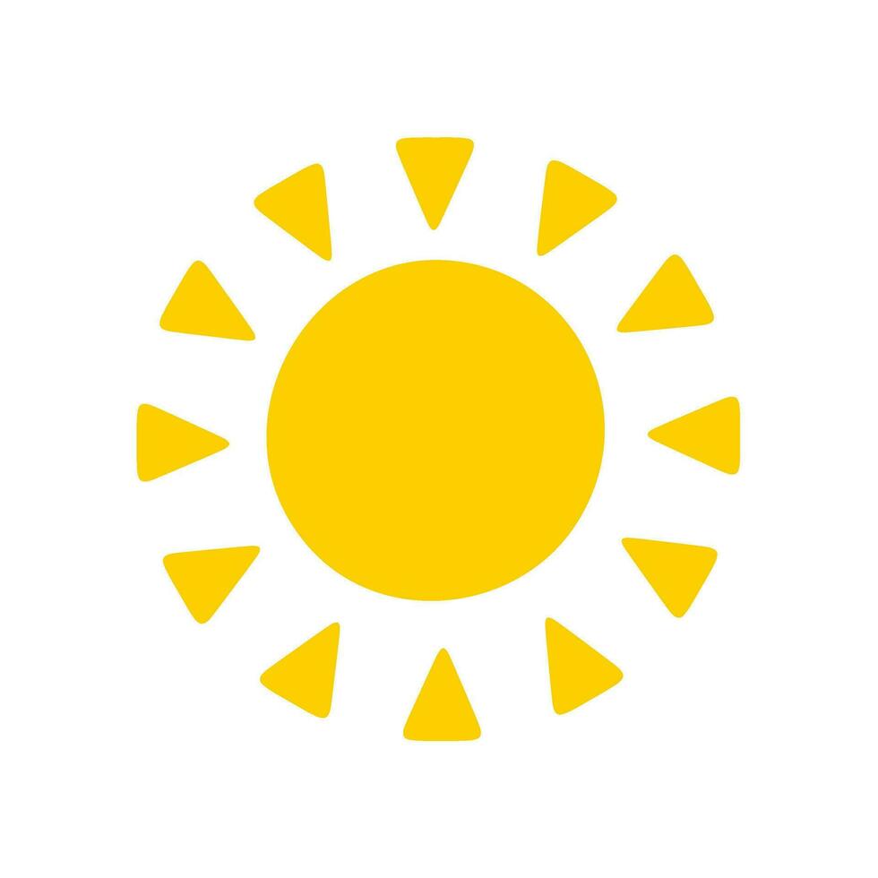 Sun icon. The silhouette of the sun shining brightly on a spring morning vector