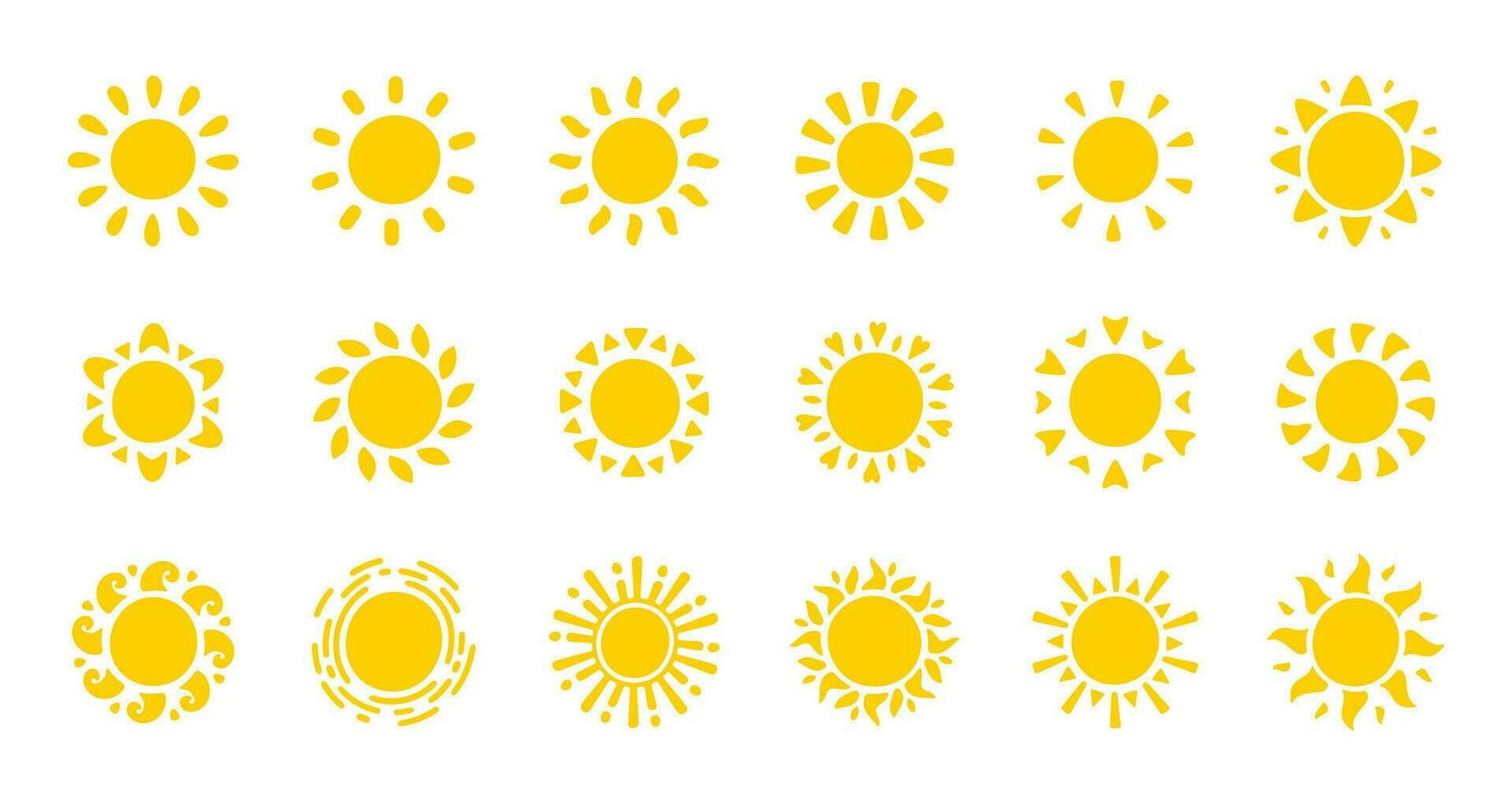 Sun icon. The silhouette of the sun shining brightly on a spring morning vector