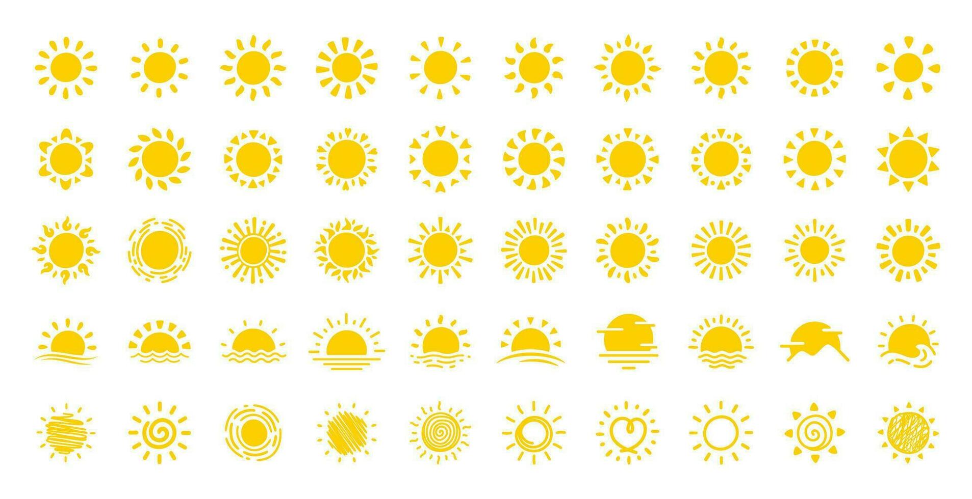 Sun icon. The silhouette of the sun shining brightly on a spring morning vector