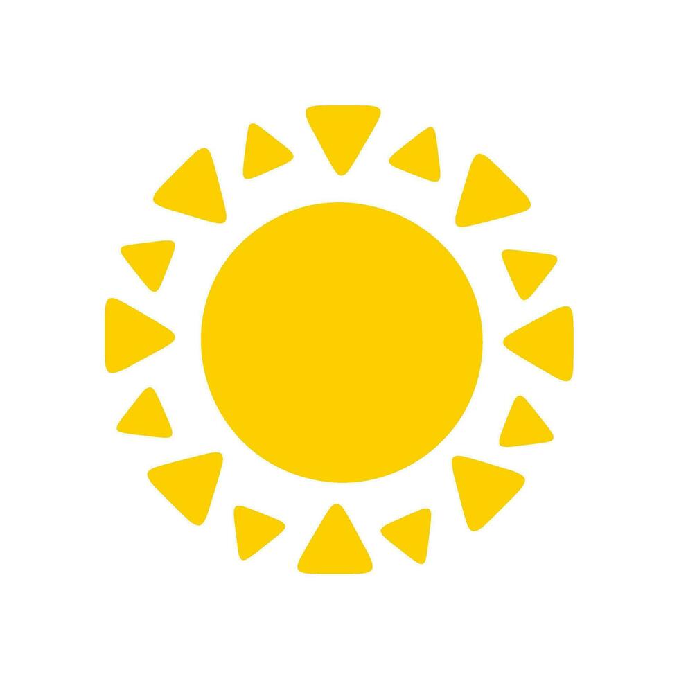 Sun icon. The silhouette of the sun shining brightly on a spring morning vector