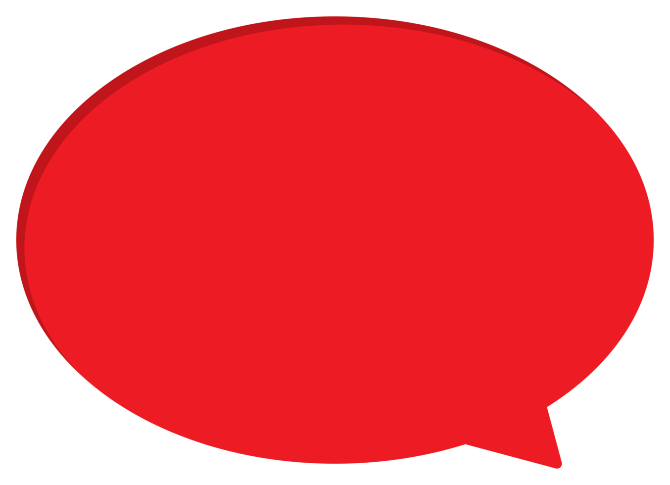 Blank red speech bubble with white border icon. png