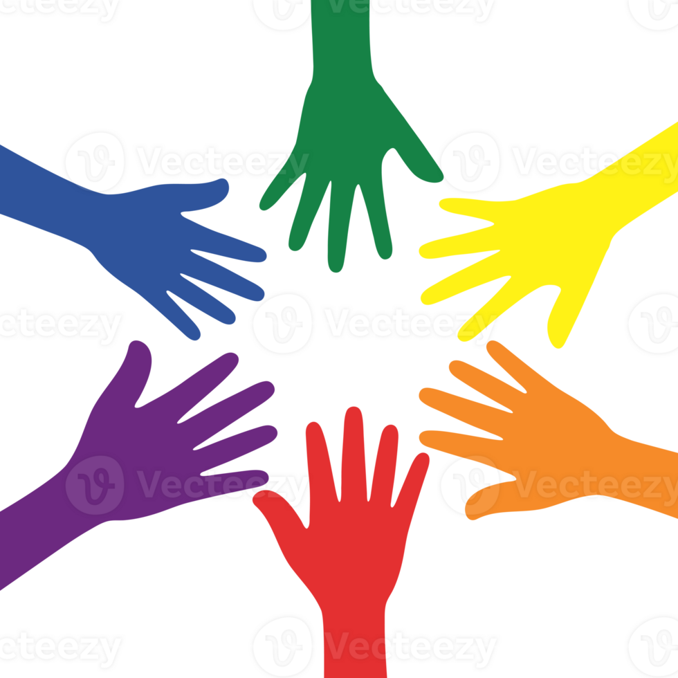 Silhouette of rainbow colored hands. LGBT concept. png