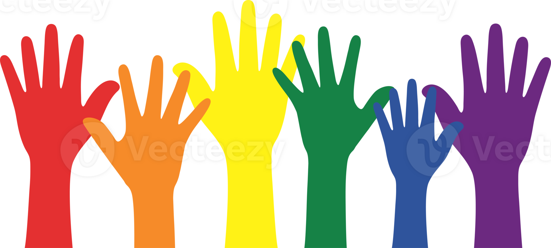 Silhouette of rainbow colored hands. LGBT concept. png