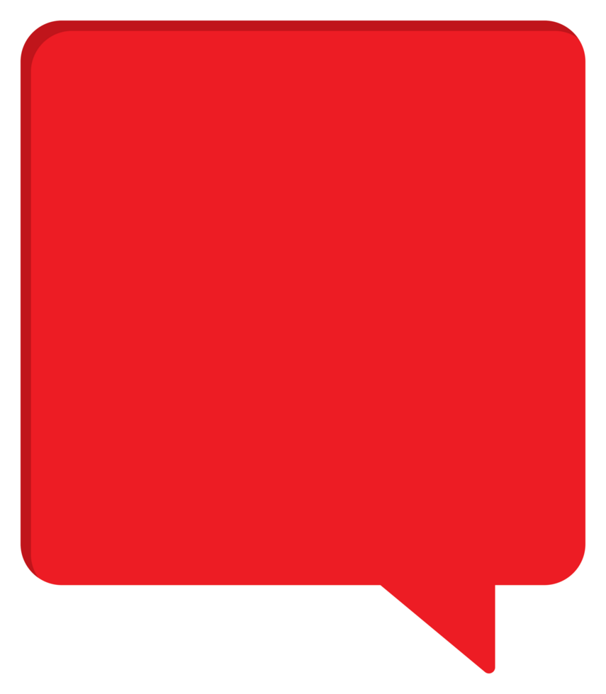 Blank red speech bubble with white border icon. png