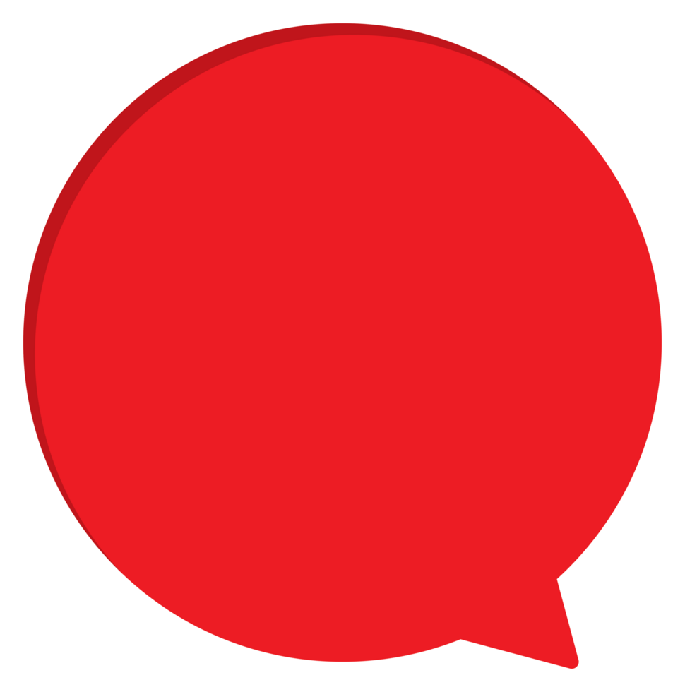 Blank red speech bubble with white border icon. png