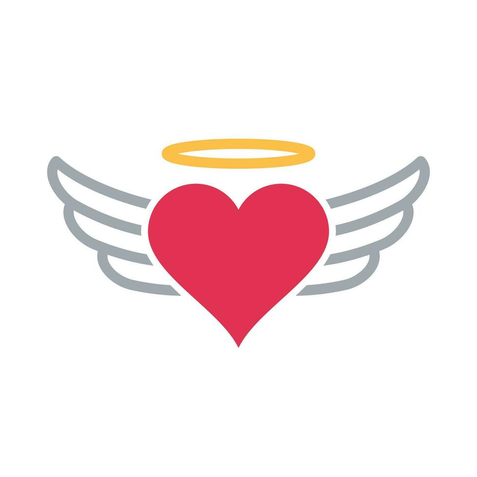 Heart shape with wings and a halo ring vector