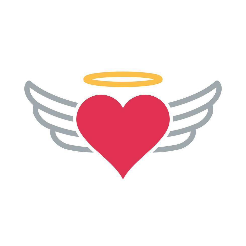 Heart shape with wings and a halo ring vector