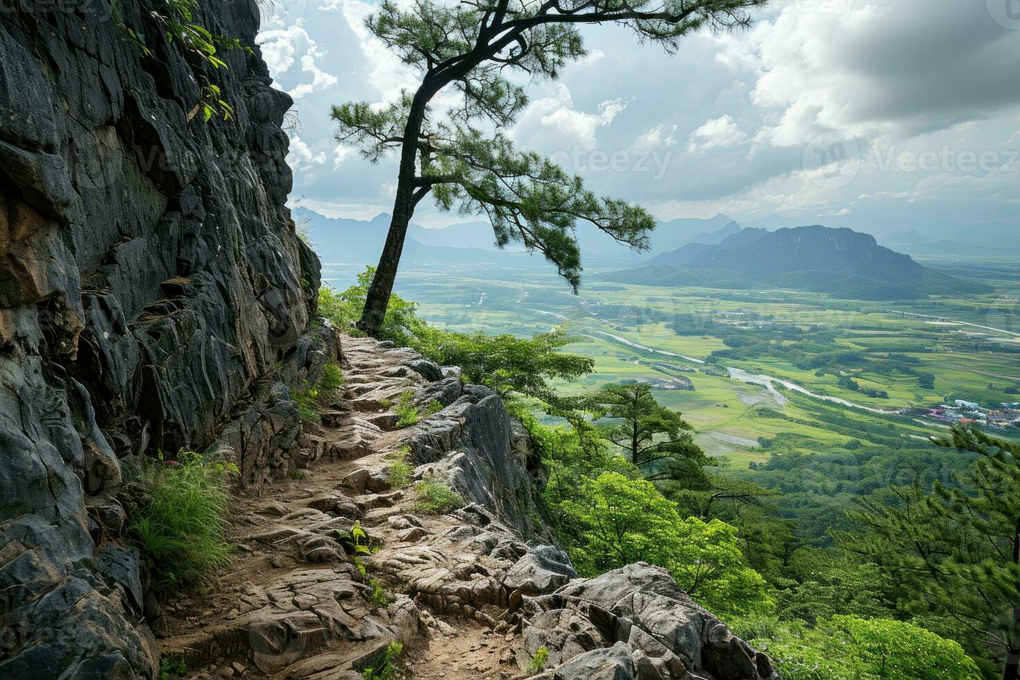 AI generated Top of the mountain hiking professional photography photo