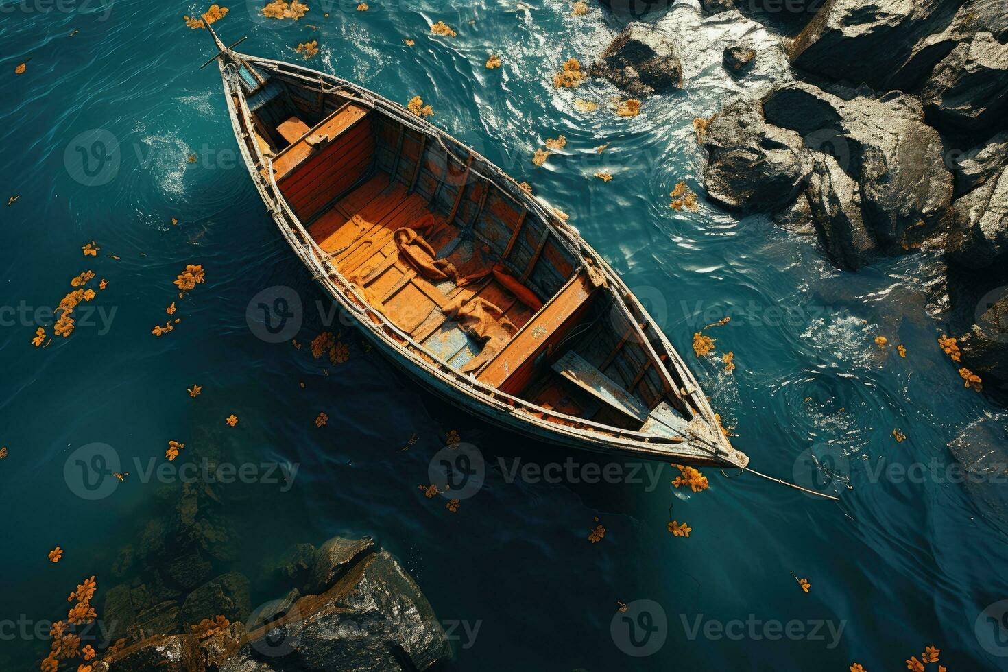 AI generated beautiful seascape beach ocean with colorful boats professional photography photo