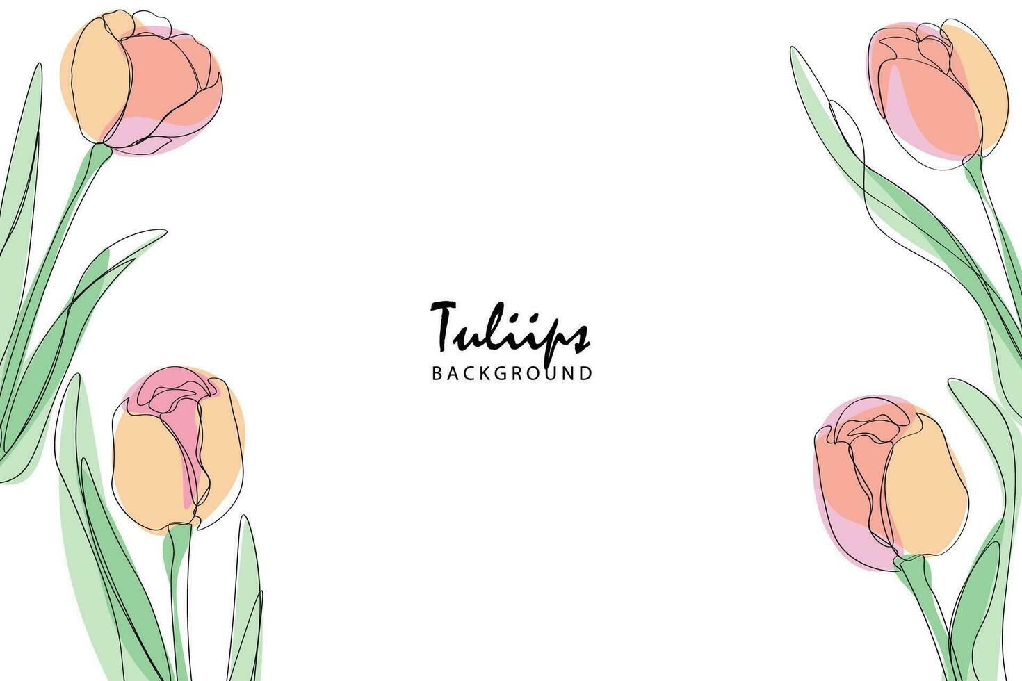 tulipanes línea letras planta mano dibujado vector