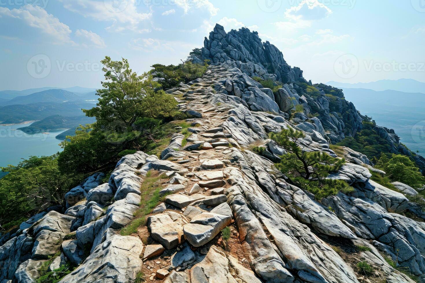 AI generated Top of the mountain hiking professional photography photo