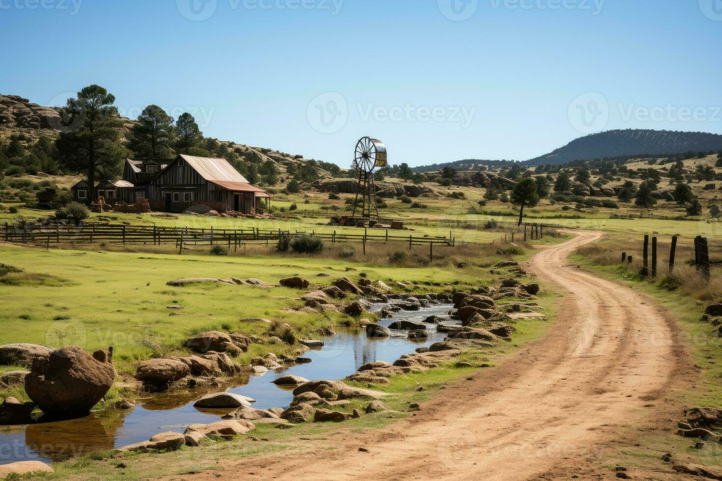 AI generated wooden house at the foot of the mountain professional photography photo