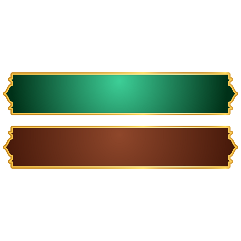 Luxury golden set arabic islamic banner title frame text box in transparent background png