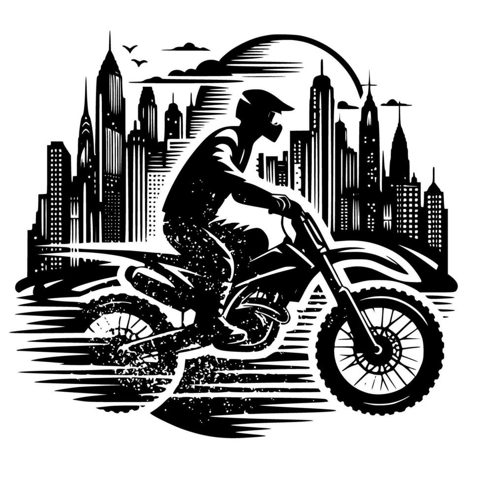 Motocross Supermoto Sport Racing vintage Illustration Art. Logo Motocross vector
