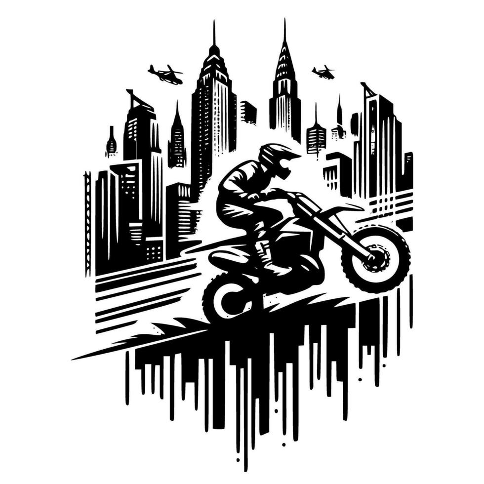 Motocross Supermoto Sport Racing vintage Illustration Art. Logo Motocross vector