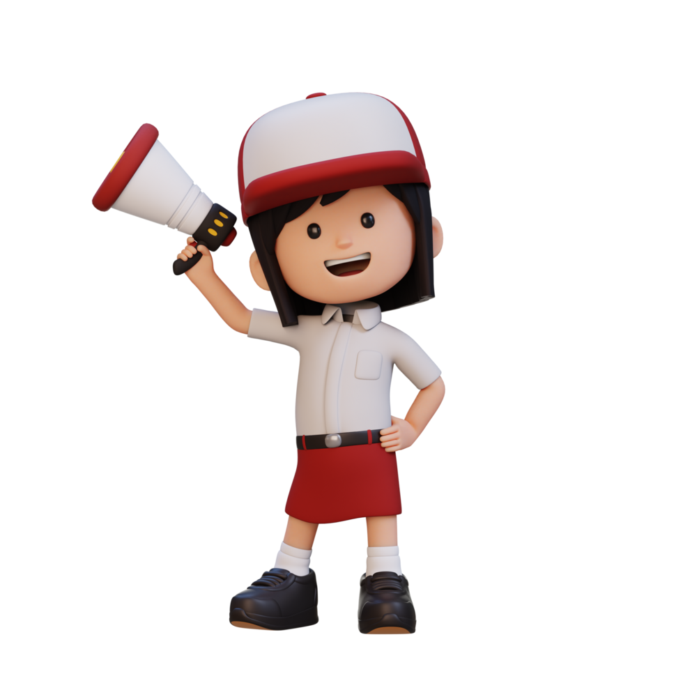 3D cute girl Character Holding a Megaphone png