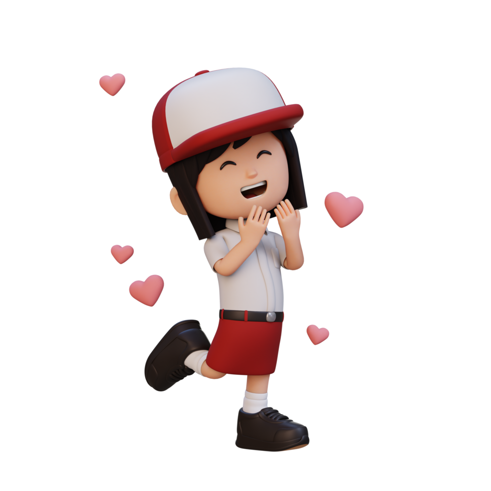 3d fofa menina personagem dentro amor png