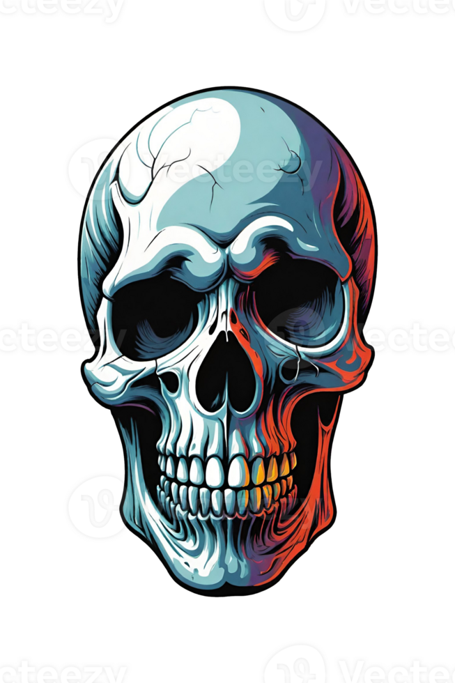 AI generated Skull with colorful paint on a transparent background png