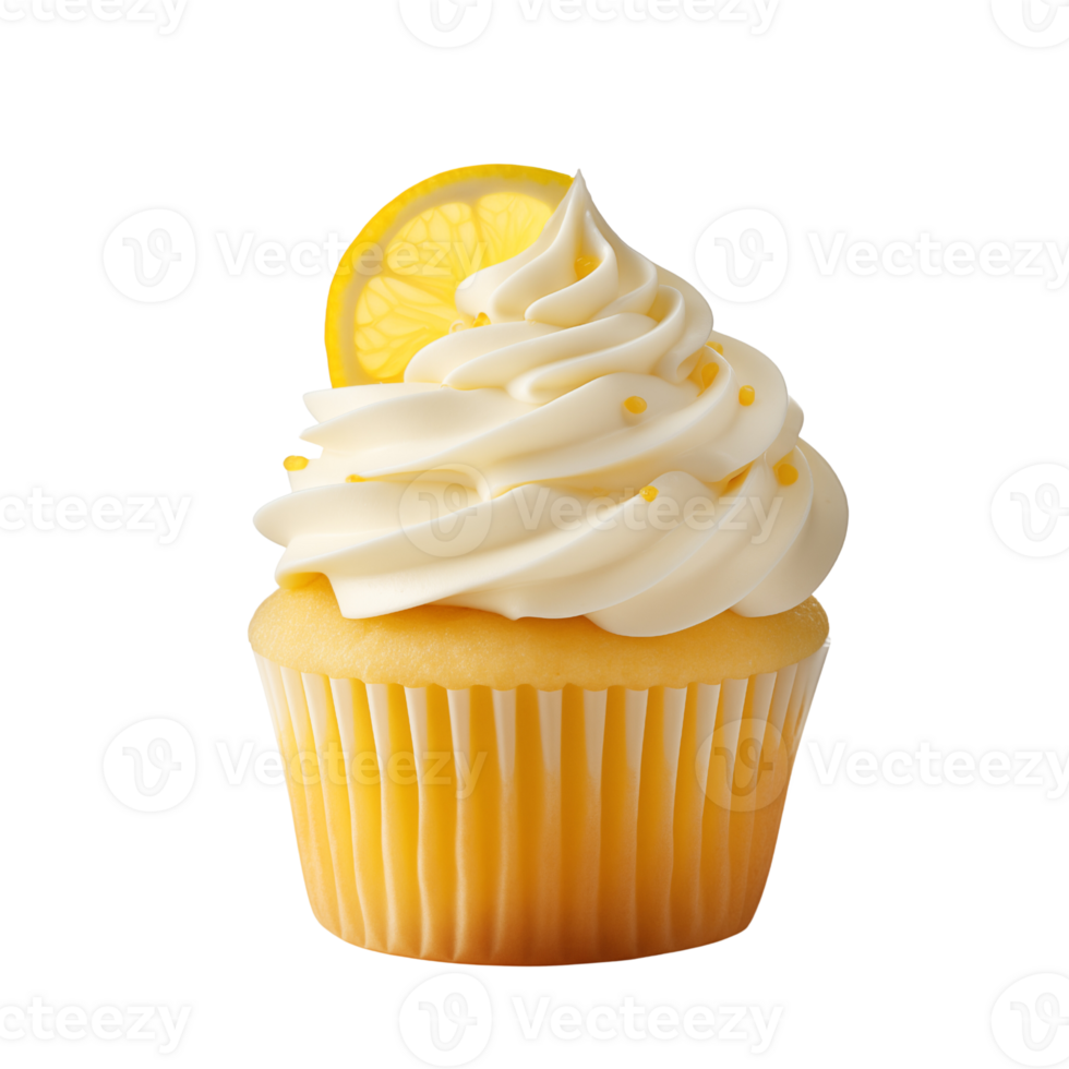 AI generated Lemon Cupcake on isolated background - Delicious Dessert png