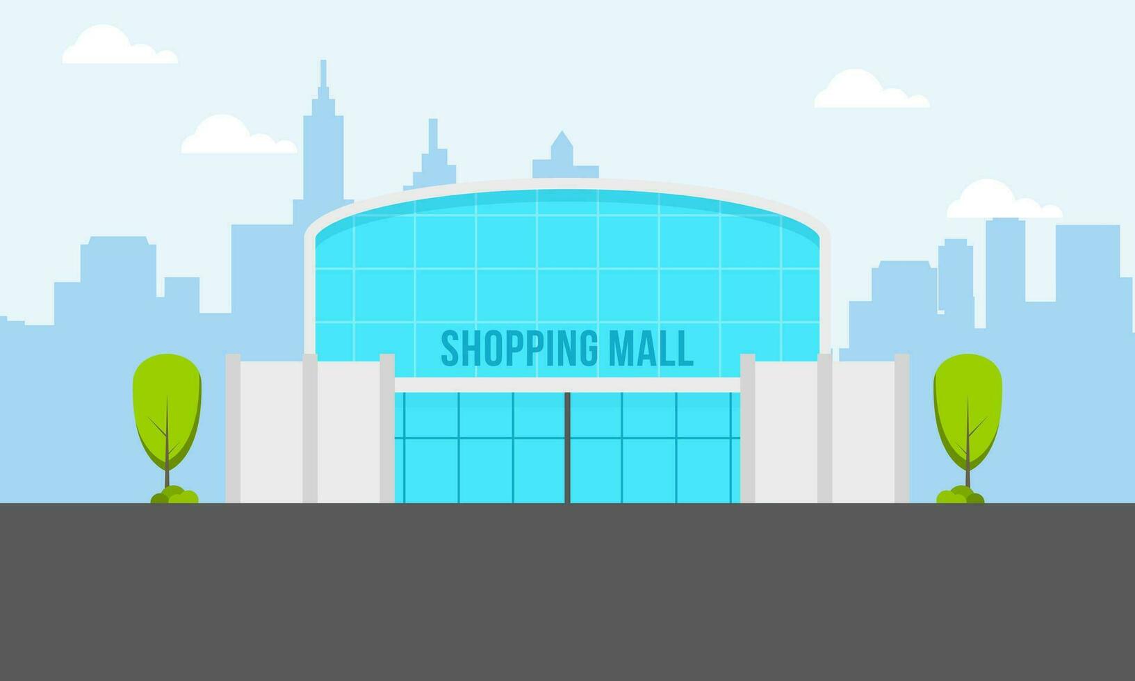 Shopping mall outside composition mall building illustration vector
