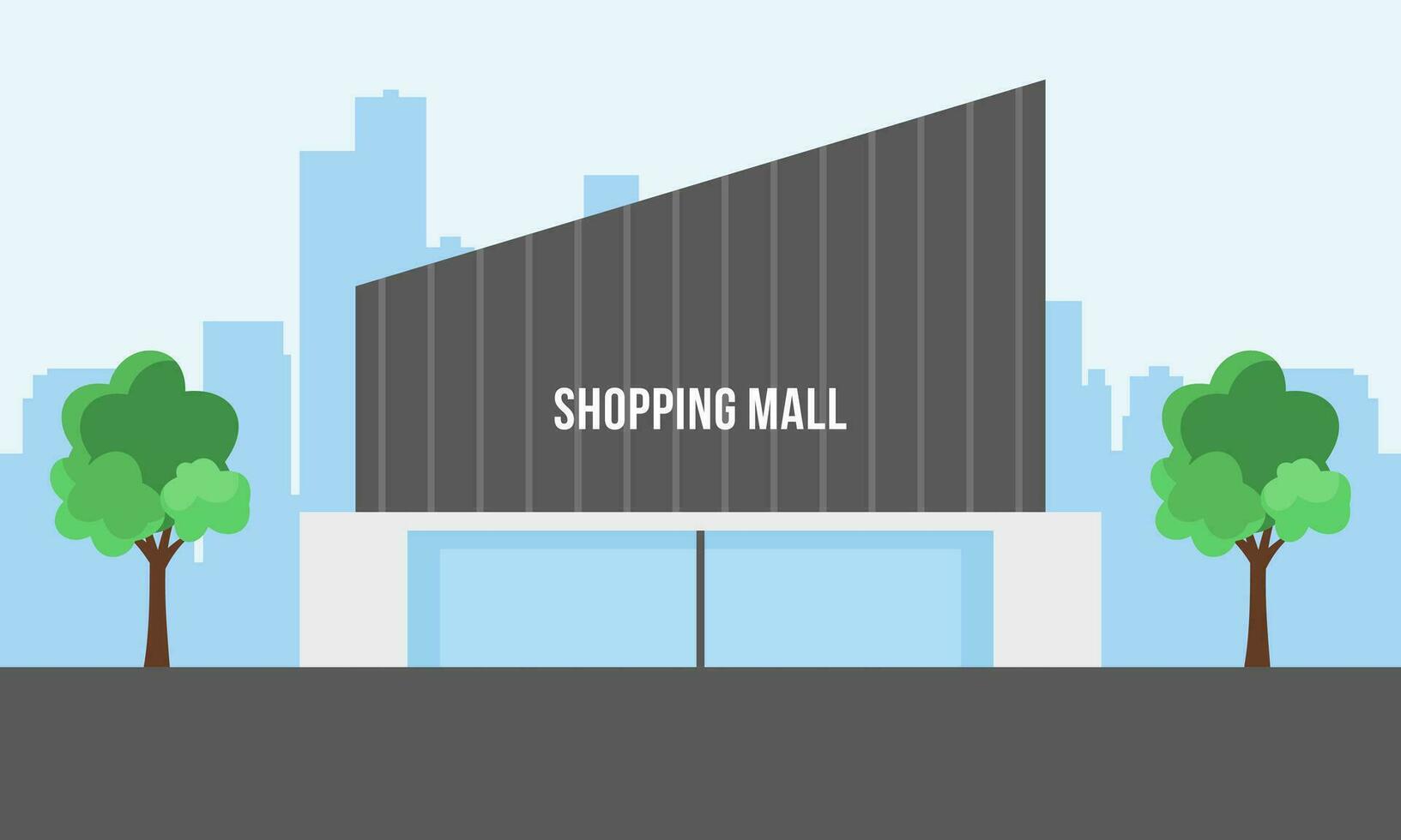 Shopping mall outside composition mall building illustration vector