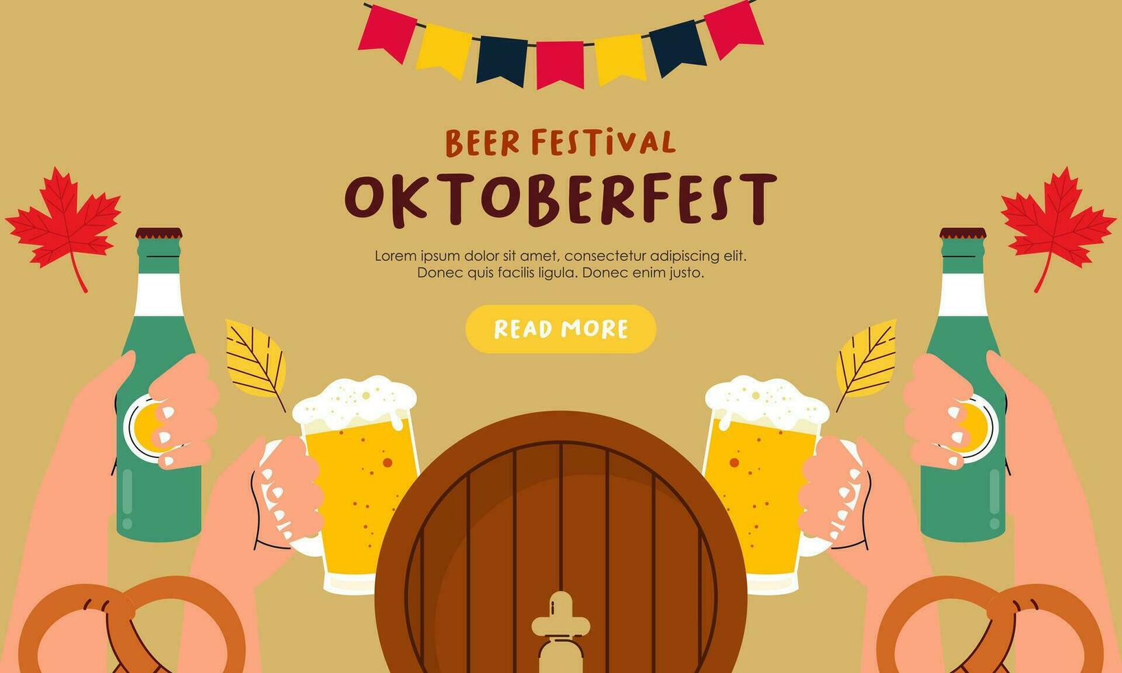 Oktoberfest horizontal banner vector design