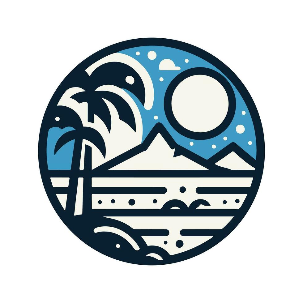 minimalista playa logo en un blanco antecedentes vector
