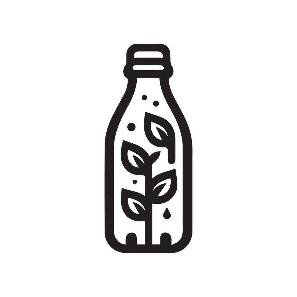 minimalista botella logo en un blanco antecedentes vector