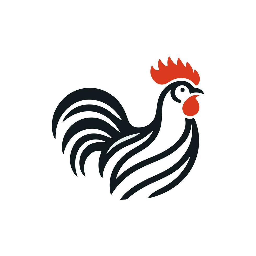 minimalist rooster logo on a white background vector
