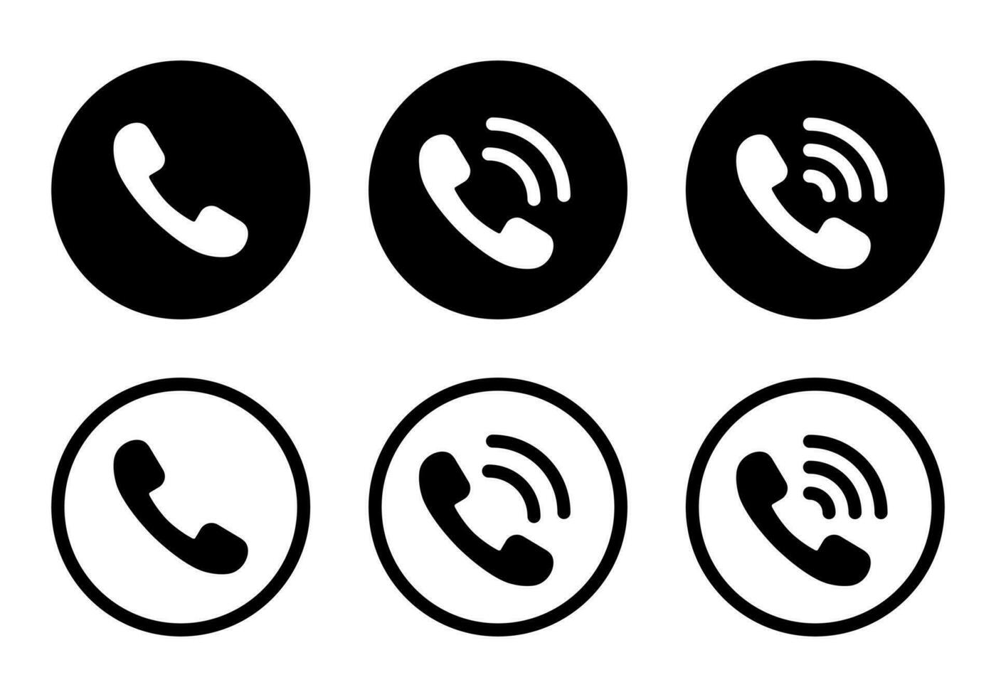 teléfono llamada anillo icono colocar. vocación símbolo vector en en negro circulo