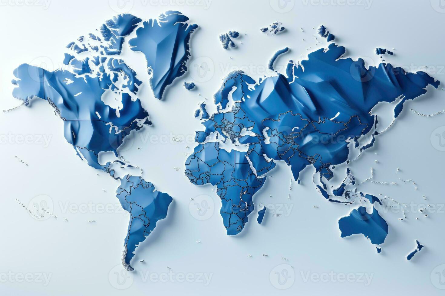 AI generated blank world map professional photography photo