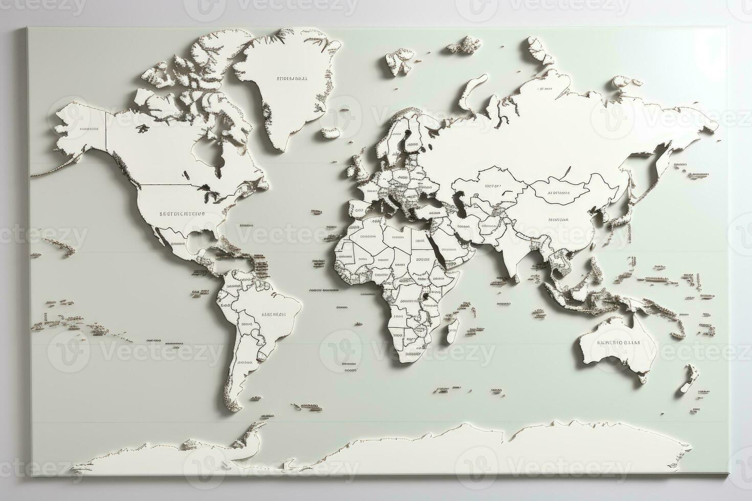 AI generated blank world map professional photography photo