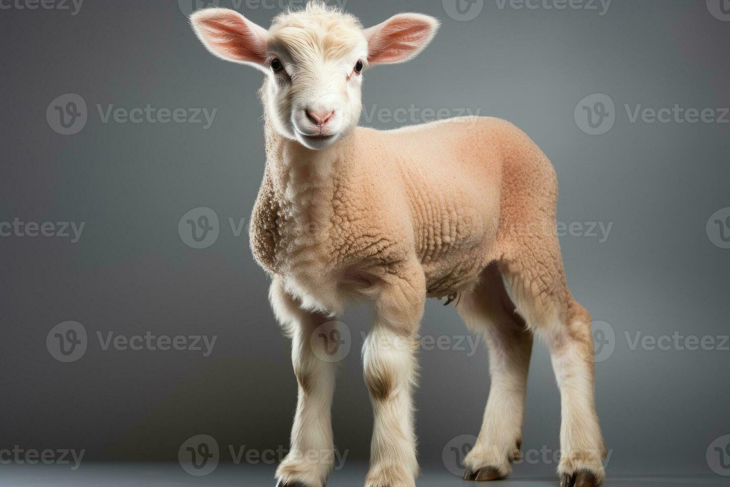 AI generated a lamb is standing in front of a gray background photo