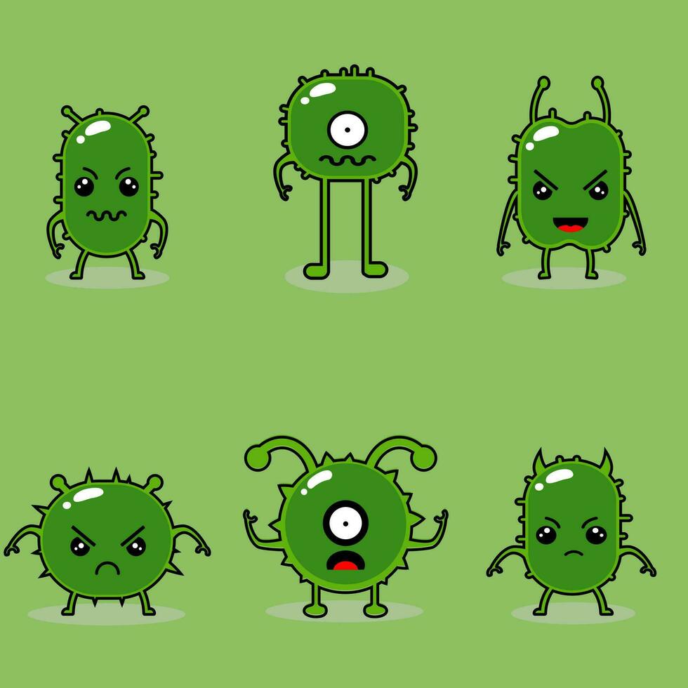 cute virus mascot character vector