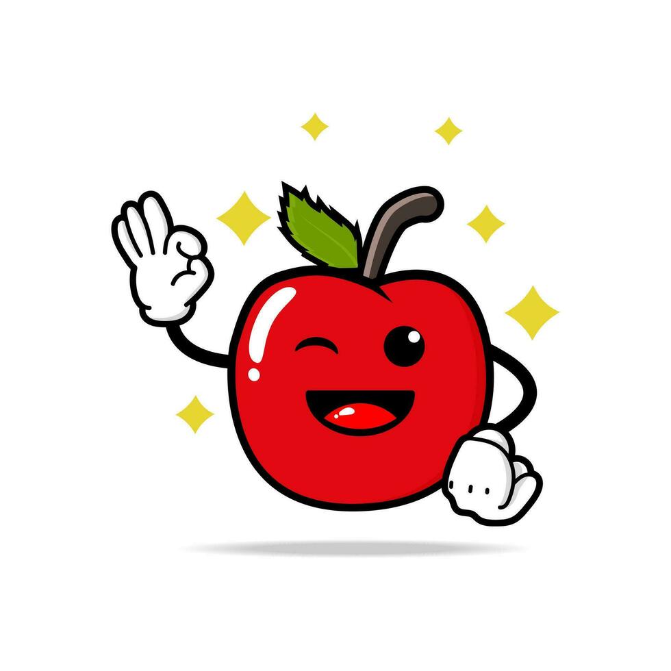 cute apple cartoon mascot character vector