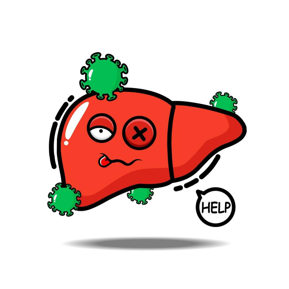 hepatitis liver cute mascot character vector
