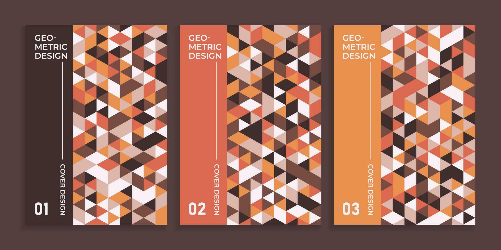 Book cover geometric triangles brown colors vector