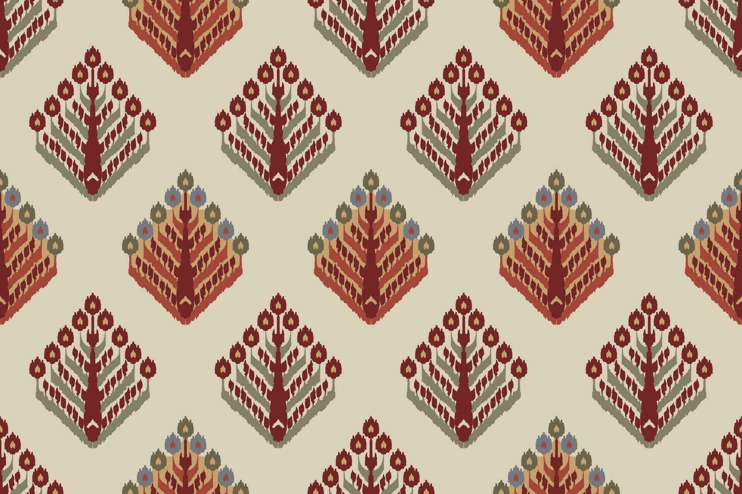 Ikat tribal Indian seamless pattern. Ethnic Aztec fabric carpet mandala ornament native boho chevron textile.Geometric African American oriental tranditional vector illustrations. Embroidery style