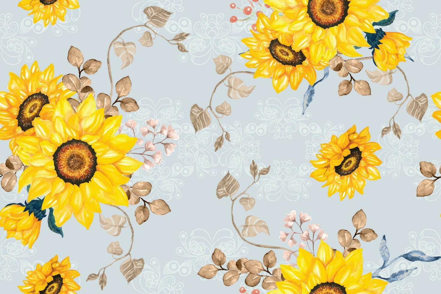 sin costura modelo de girasol ramos de flores en un pastel fondo.acuarela ilustración mano dibujo.el diseño de el modelo de tela destrucción con natural patrones. vector