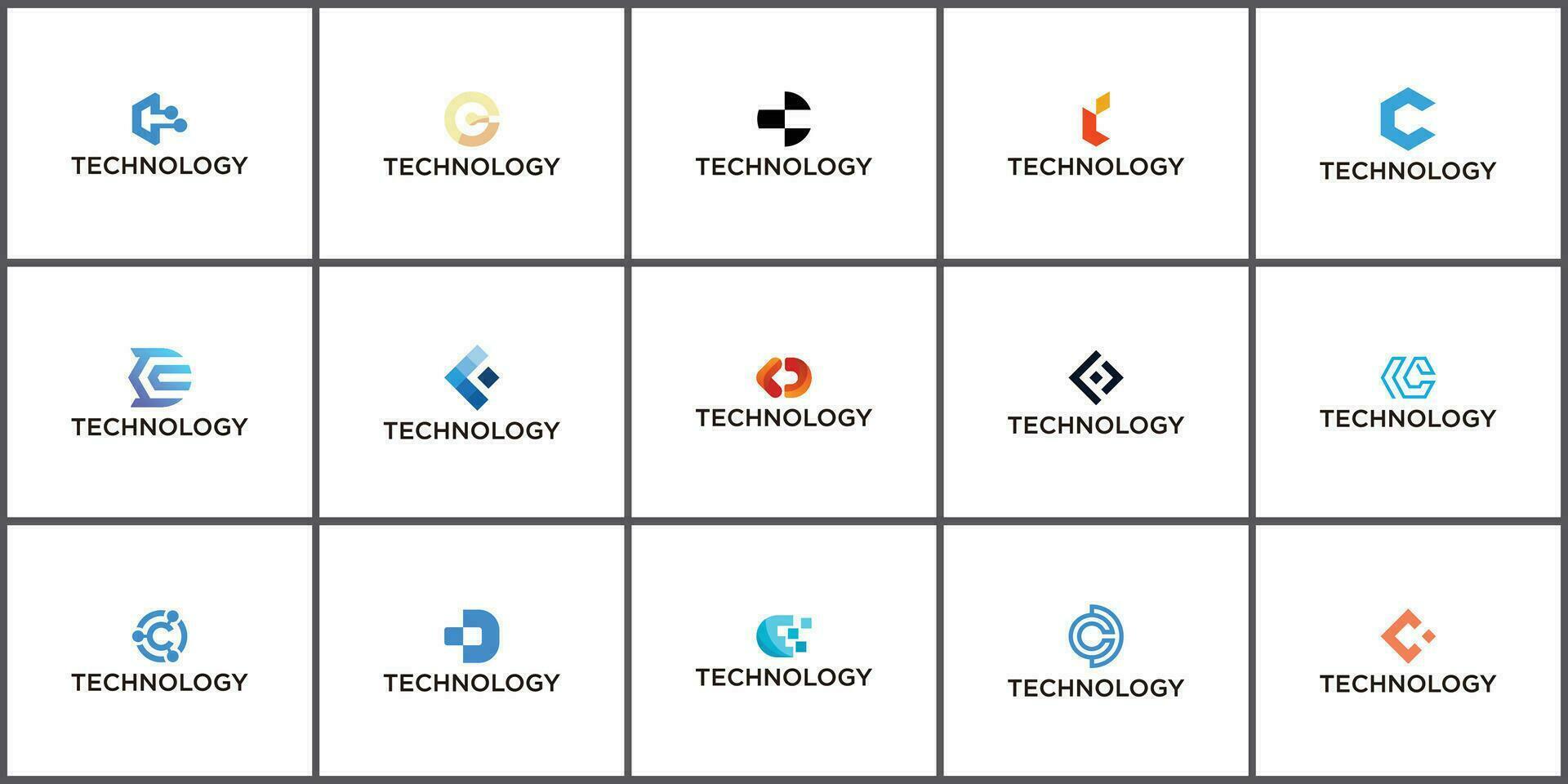 conjunto de creativo letra C moderno transatlántico digital tecnología logo diseño vector