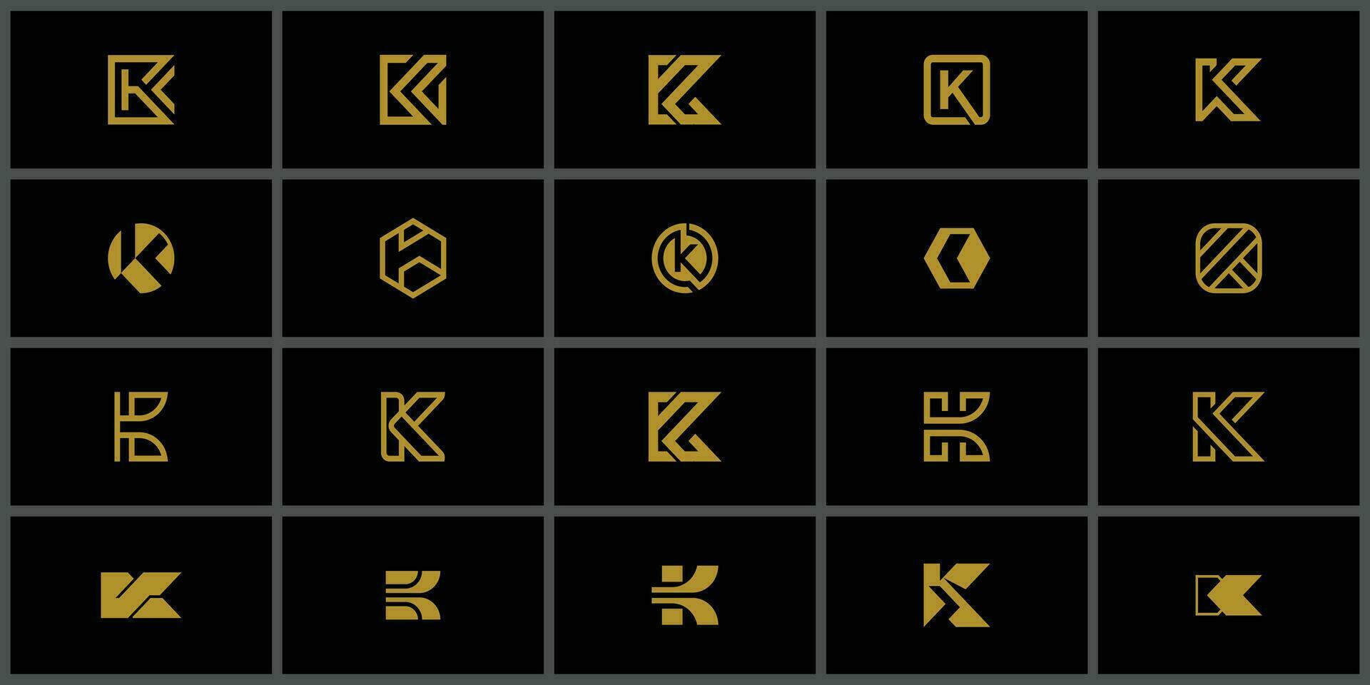 resumen colección lujo inicial letra k logo diseño vector