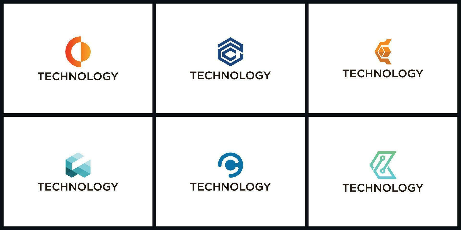 conjunto de creativo letra C moderno transatlántico digital tecnología logo diseño vector