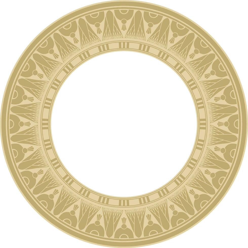 Vector golden round Egyptian ornament. Endless Circle, Ring of Ancient Egypt. Geometric African frame